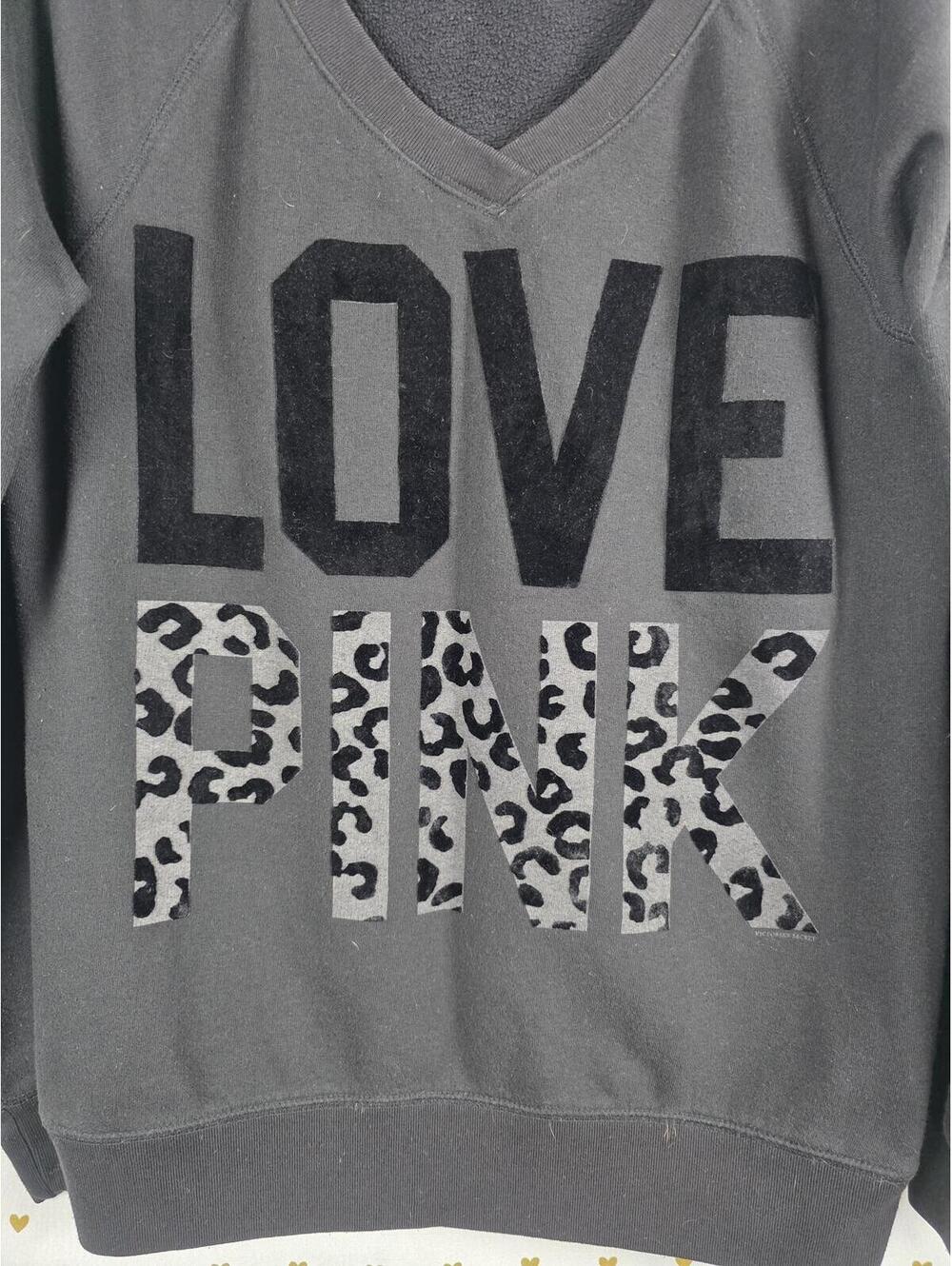 Victorias Secret Pink vintage Y2K Leopard Grey Cheetah Sweater Shirt MEDIUM